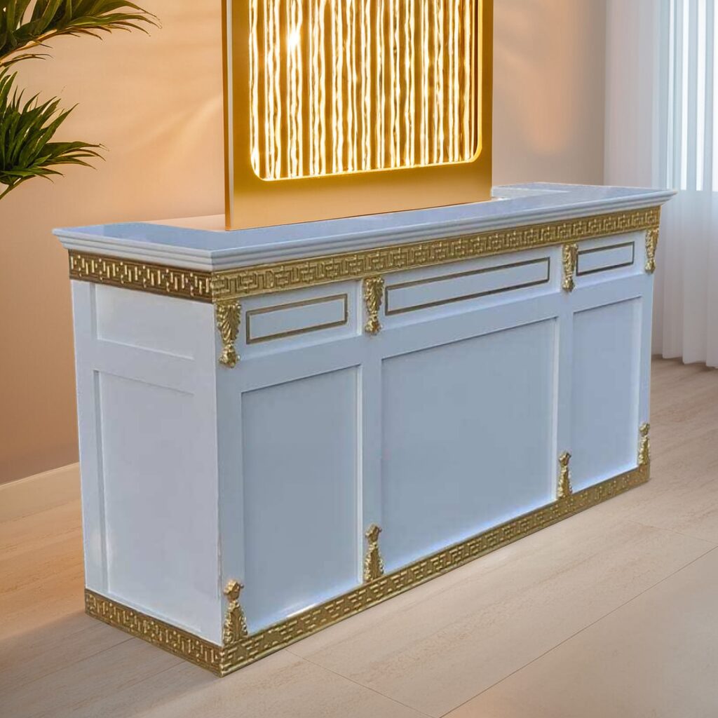 Quầy tiếp tân đẹp dát vàng MS 9947 1 Quầy tiếp tân đẹp dát vàng MS 9947