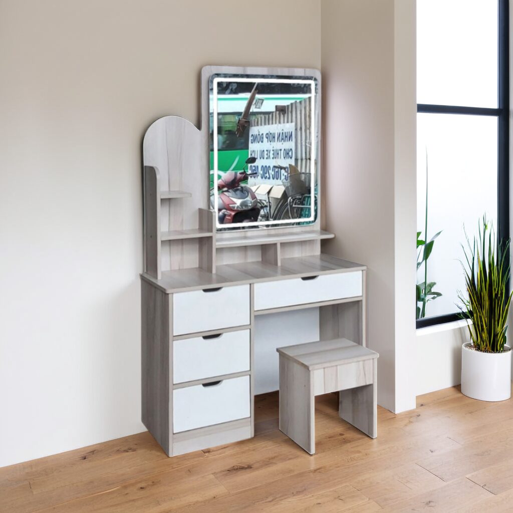 Bàn trang điểm kính đèn cảm ứng MS 2145 3 Bàn trang điểm kính đèn cảm ứng MS 2145 - Ảnh 3