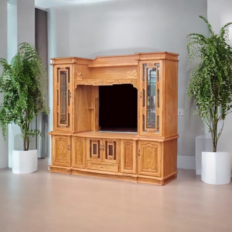 Kệ tivi gỗ gõ đỏ kết hợp tủ rượu MS 2737 - Ảnh 7