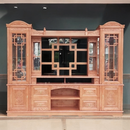 Kệ tivi gỗ kết hợp tủ trang trí MS 2747