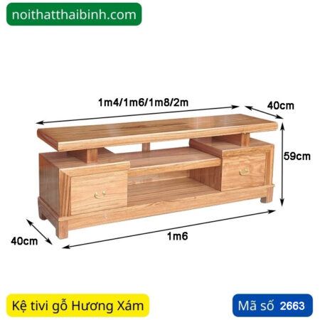 Tủ kệ tivi gỗ Hương Xám MS 2663