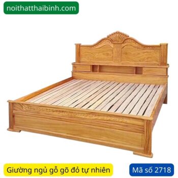 Giường gỗ gõ đỏ đẹp MS 2718