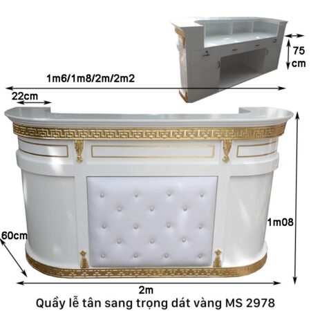Quầy lễ tân sang trọng dát vàng MS 2978
