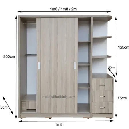 Tủ quần áo cánh lùa hiện đại MS 1233