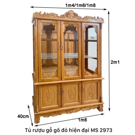 Tủ rượu gỗ gõ đỏ hiện đại MS 2973