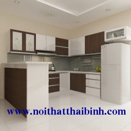 Tủ bếp gỗ cn sơn men trắng MS 1223  GIÁ : 2.500.000 md