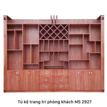 Tủ kệ trang trí phòng khách gỗ tự nhiên MS 2927