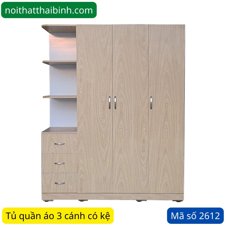Tủ quần áo 3 cánh có kệ MS 2612 1 Tủ quần áo 3 cánh có kệ MS 2612