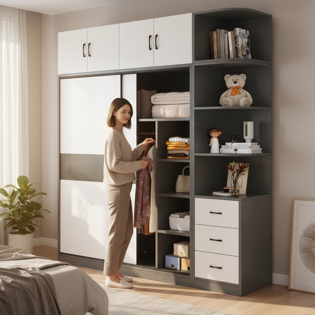 Mẫu tủ treo quần áo cánh lùa thông minh tiết kiệm không gian