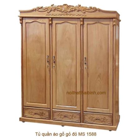 Tủ quần áo gỗ gõ đỏ MS 1588 Giá bán= 42,000,000đ giảm còn= 32,000,000đ