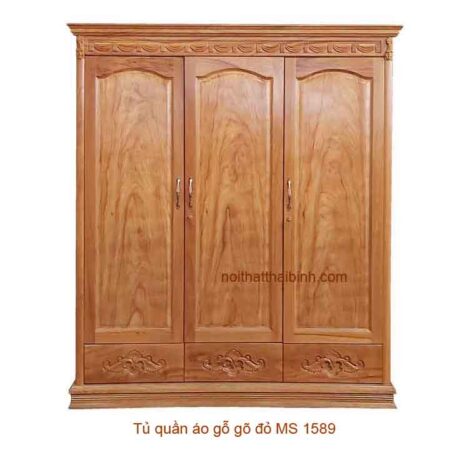 Tủ quần áo gỗ gõ đỏ tự nhiên MS 1589 Giá bán= 39,000,000đ giảm còn= 29,000,000đ
