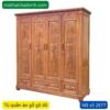 Tủ quần áo gỗ gõ đỏ 4 cánh MS 2677