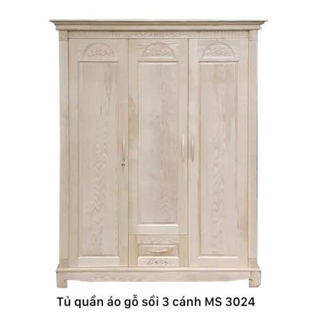 Tủ áo gỗ sồi 3 cánh gỗ tự nhiên MS 3024