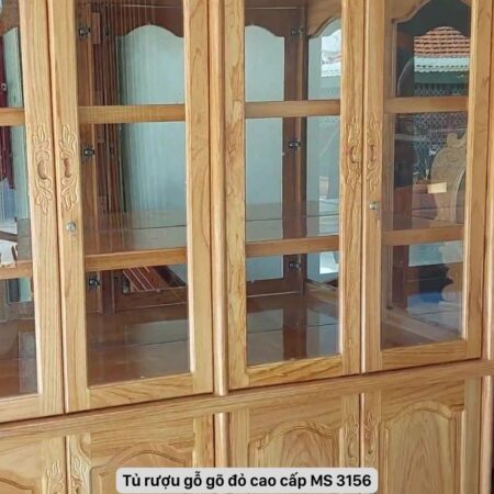 Tủ rượu đẹp bằng gỗ gõ đỏ MS 3156