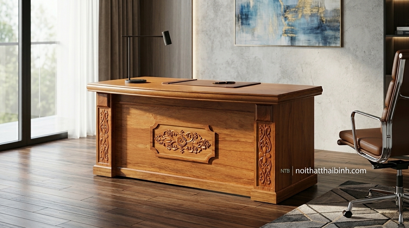 Bàn làm việc gỗ tự nhiên cao cấp