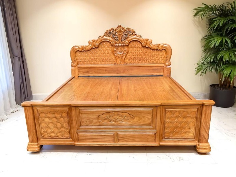 5 bí quyết chọn mua giường gỗ xoan đào đẹp, bền và tinh tế 2 Giường gỗ xoan đào đẹp