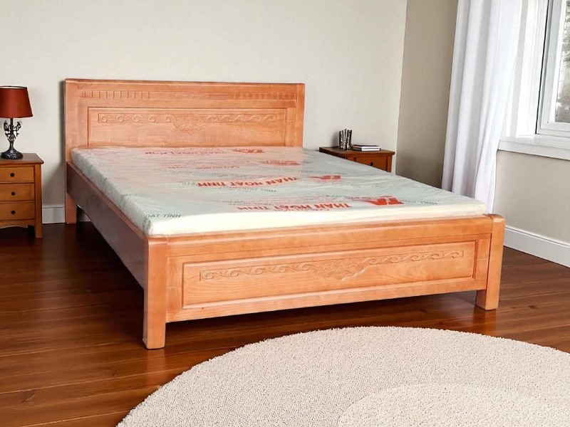 Giường Gỗ Cao Su Tự Nhiên Bền Đẹp Giá Tốt 1 Giường gỗ cao su