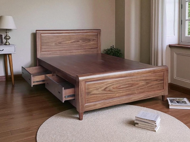 Giường Gỗ Cao Su Tự Nhiên Bền Đẹp Giá Tốt 2 Giường gỗ cao su