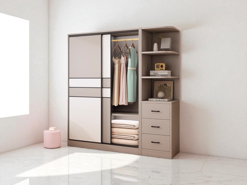 Mẫu tủ quần áo gỗ tự nhiên 6 cánh