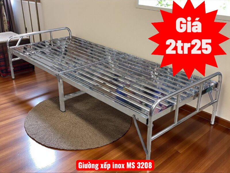 Giường Xếp Inox Cao Cấp | Mã số 3208 | Giá 2tr25 2 Giường xếp inox