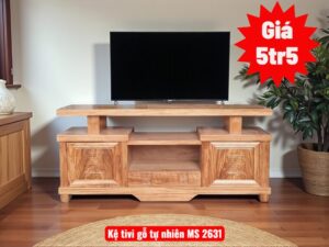 Kệ tivi gỗ tự nhiên vân hương xám