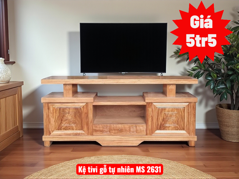 Kệ tivi gỗ tự nhiên vân hương xám | Mã số 2631 | Giá 5tr5 1 Kệ tivi gỗ tự nhiên vân hương xám