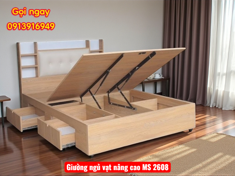 Giường Ngủ Vạt Nâng - Tăng Gấp Đôi Tiện Ích | Mã số 2608 | Giá 9tr5 1 Giường ngủ vạt nâng