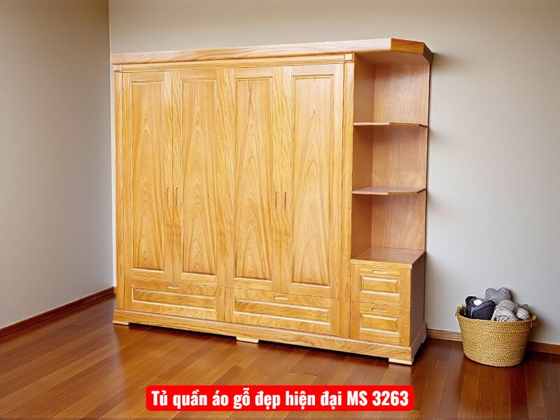 Tủ quần áo gỗ tự nhiên | Mã số 3263 | Giá 19tr5 2 Tủ quần áo gỗ tự nhiên vân gõ đỏ