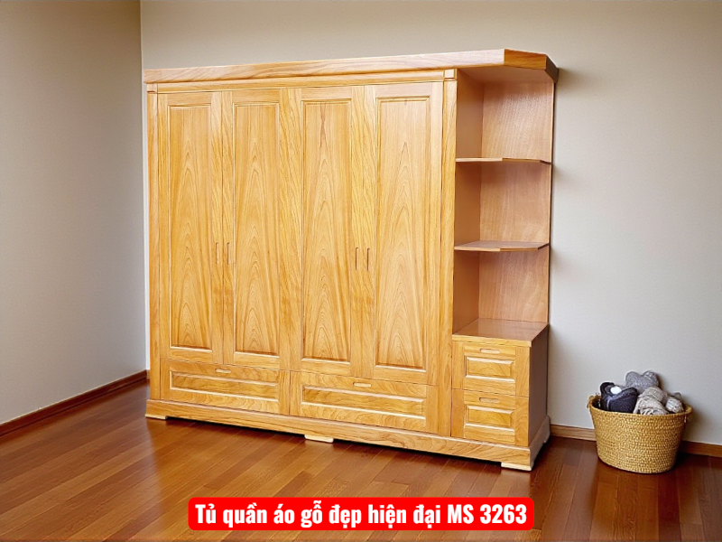 Tủ quần áo gỗ tự nhiên | Mã số 3263 | Giá 19tr5 1 Tủ quần áo gỗ tự nhiên vân gõ đỏ