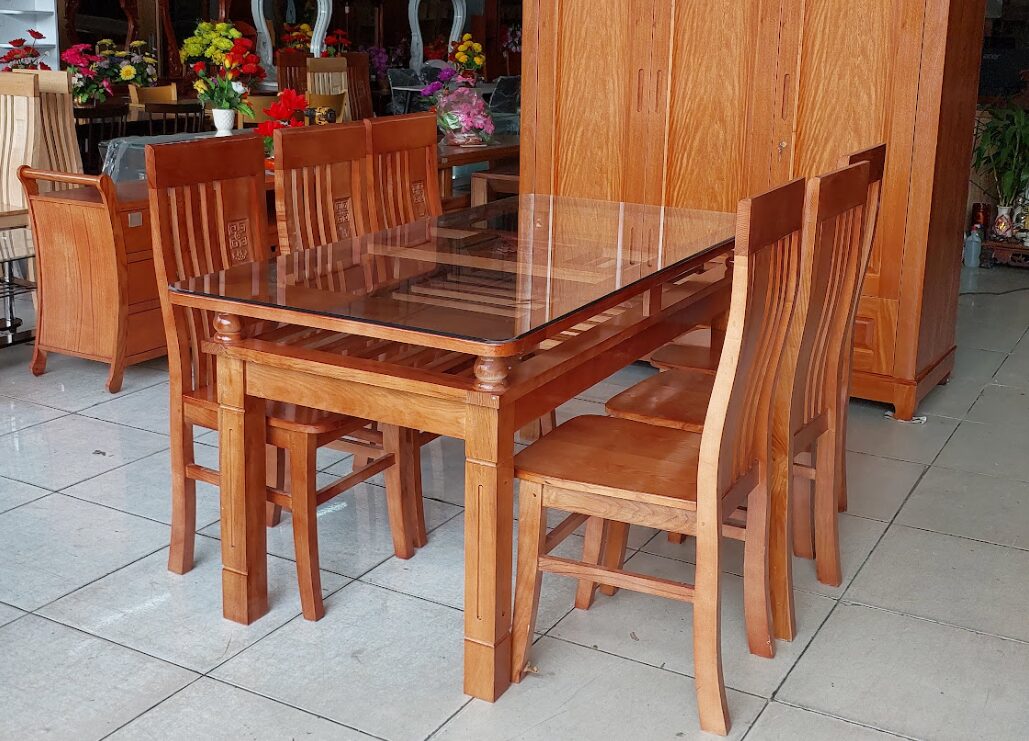 Bàn ăn gỗ 6 người – Thiết kế hiện đại cho gia đình đông người 2 Bàn ăn gỗ 6 người