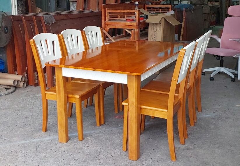 Bàn ăn gỗ 6 người – Thiết kế hiện đại cho gia đình đông người 4 Bàn ăn gỗ 6 người