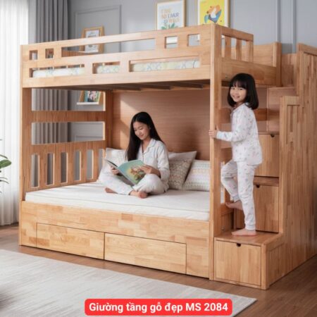 Giường tầng gỗ đẹp MS 2084 | Giá bán= 17tr
