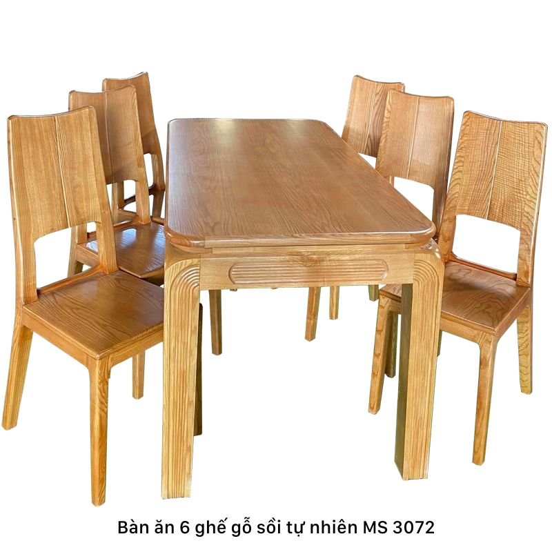 Bộ bàn ăn 6 ghế gỗ sồi MS 3072 1 Bộ bàn ăn 6 ghế gỗ sồi MS 3072