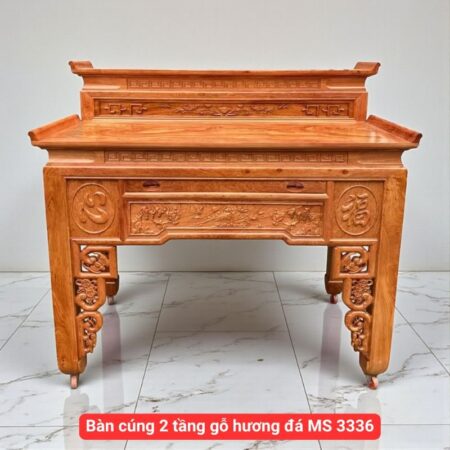 Bàn cúng 2 tầng gỗ hương đá MS 3336