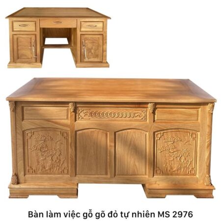 Bàn gỗ làm việc gỗ gõ đỏ MS 2976 | GIAO HỎA TỐC TPHCM