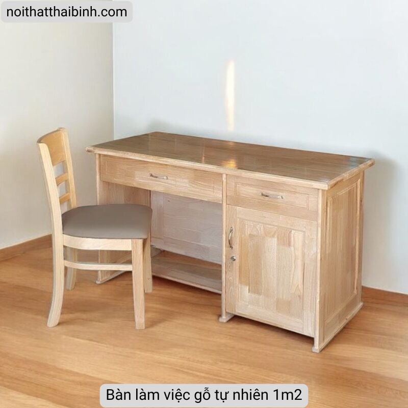 Bàn làm việc gỗ tự nhiên 1m2 MS 2967 1 Bàn làm việc gỗ tự nhiên 1m2 MS 2967