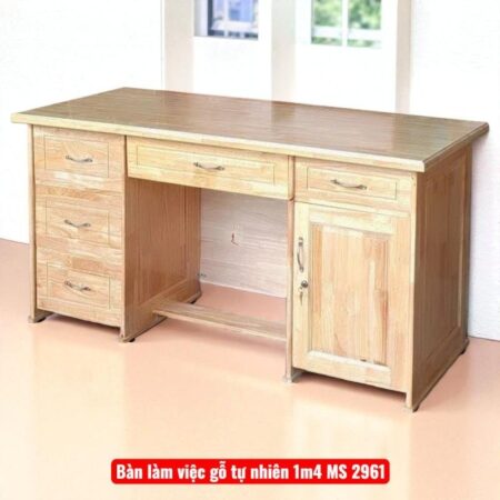 Bàn làm việc gỗ tự nhiên 1m4 MS 2961