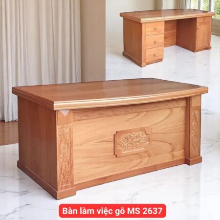 Bàn làm việc gỗ tự nhiên vân gõ đỏ MS 2637