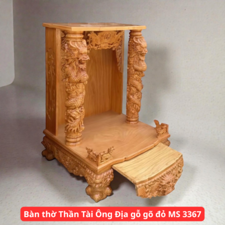 Bàn Thờ Thần Tài Ông Địa Gỗ Gõ Đỏ MS 3372
