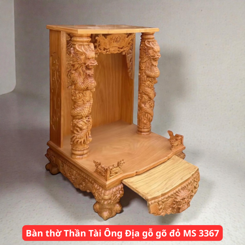 Bàn Thờ Thần Tài Ông Địa Gỗ Gõ Đỏ MS 3372 1 Bàn Thờ Thần Tài Ông Địa Gỗ Gõ Đỏ MS 3372