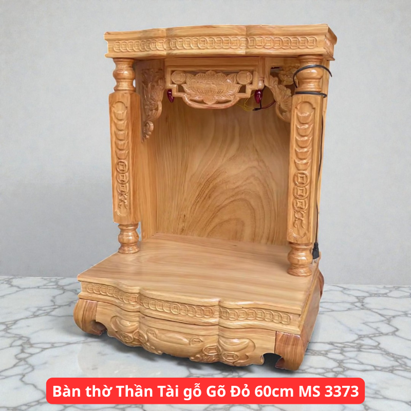 Bàn thờ Thần Tài gỗ Gõ Đỏ 60cm MS 3373 1 Bàn thờ Thần Tài gỗ Gõ Đỏ 60cm MS 3373