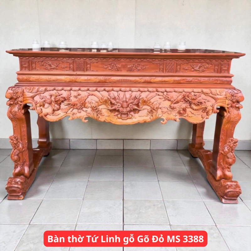 Bàn thờ Tứ Linh gỗ Gõ Đỏ MS 3388 1 Bàn thờ Tứ Linh gỗ Gõ Đỏ MS 3388