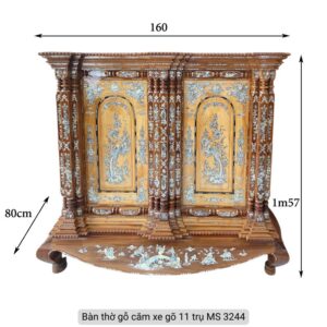 Tủ thờ gỗ căm xe gõ 11 trụ cẩn xà cừ MS 3244 11 Tủ thờ gỗ căm xe gõ 11 trụ cẩn xà cừ MS 3244