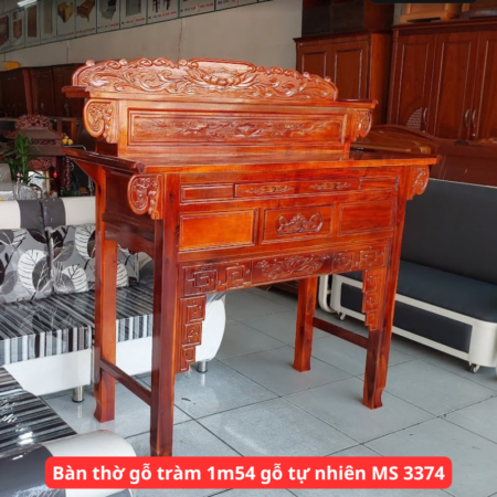Bàn thờ gỗ tràm 1m54 gỗ tự nhiên MS 3374