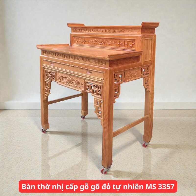 Bàn thờ nhị cấp gỗ gõ đỏ tự nhiên MS 3357 1 Bàn thờ nhị cấp gỗ gõ đỏ tự nhiên MS 3357