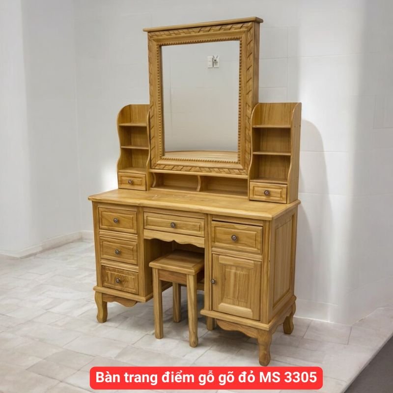 Bàn trang điểm gỗ gõ MS 3305 1 Bàn trang điểm gỗ gõ MS 3305