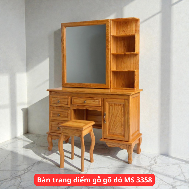Bàn trang điểm gỗ gõ đỏ MS 3358 1 Bàn trang điểm gỗ gõ đỏ MS 3358