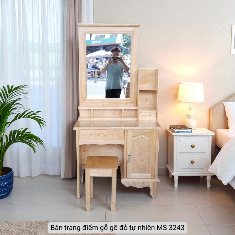 Bàn trang điểm gỗ gõ đỏ MS 3243 1 Bàn trang điểm gỗ gõ đỏ MS 3243