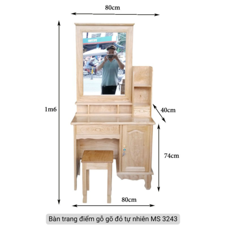 Bàn trang điểm gỗ gõ đỏ MS 3243 8 Bàn trang điểm gỗ gõ đỏ MS 3243