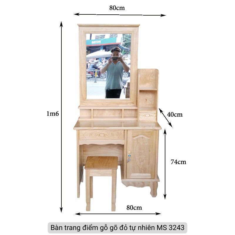 Bàn trang điểm gỗ gõ đỏ MS 3243 4 Bàn trang điểm gỗ gõ đỏ MS 3243 - Ảnh 4